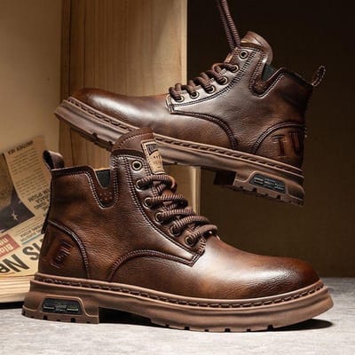 Martin Boots Heren Herfst en Winter Nieuw Hoog model Leer Outdoor Werk Leren Schoenen Amerikaans Casual Trendy Dikke zool Herenschoenen 42 brown
