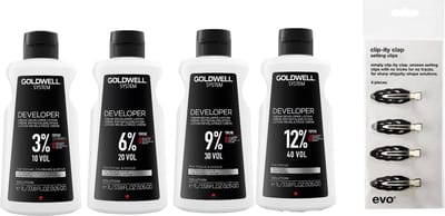 SET - Goldwell - Developer 10 Vol (3%) - 20 Vol (6%) - 30 Vol (9%) - 40 Vol (12%) Topchic - 1000 ml - + WILLEKEURIG Travel Size