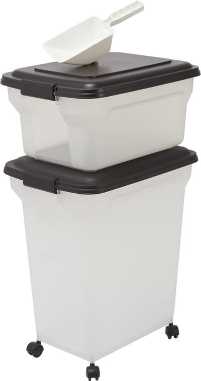 IRIS Air Tight Food container set van 2 - ATS-C - Kunststof - 20 en 45 liter - Transparant/Grijs - Met 1 schepje