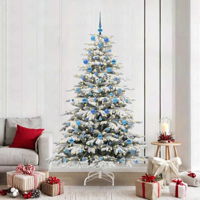vidaXL - Kunstmatige - Hinged - Kerstboom - Wit - 210 - cm - PE - en - PVC