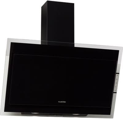 Klarstein Afzuigkap Schuin, Afzuigkap, Afzuigkap Met Actieve Koolstoffilter, Afvoer Afzuigkap, Aluminium Vetfilter, Stille Recirculatie, 602 m³/h, 65 Watt, LED, 90 cm, Zwart - Wandafzuigkap - 78 cm 59 dB - voor Keuken - Touch - Dampkap