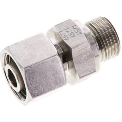 12S & M18x1.5 RVS Rechte Draaidoorvoer Buitendraad 630bar FKM Verstelbaar ISO 8434-1