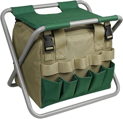 Tuinstoel Klapbaar - Werkkruk Zitje - Tuinieren en Klussen - Met Opbergvakken - 35x28x31cm - Groen