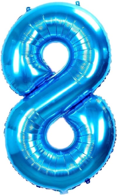 Folie Ballon Cijfer 8 Jaar Blauw 70Cm Folie Ballonnen Verjaardag Met Rietje