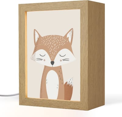 Nachtlampje 15x20 cm - Kinder lampje - Vos - Dier - Bosdieren - Tafellamp kinderkamer - Slaapkamer lamp - Bedlamp kinderen - Kinderlampje stopcontact - Wandlamp babykamer - Nachtlampjes