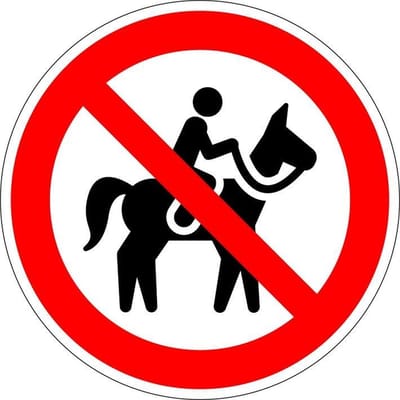 Verboden voor ruiters bord - kunststof 100 mm