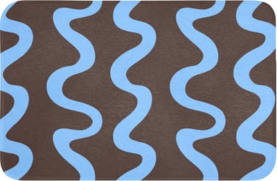 Badmat 60x40 cm - Antislip - Kronkelende lijnen - Blauw - Bruin - Minimalistisch - Badmatten voor badkamer - Badkamermat - Douchemat - Badkamer mat