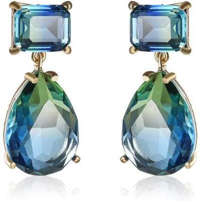 Luxe Blauw Groene Waterdruppel Zirconia Oorbellen Mode Vrouwen Bruiloft Sieraden Lange Piekrode Kristalsteen Oorbel Voor Vrouwen gray