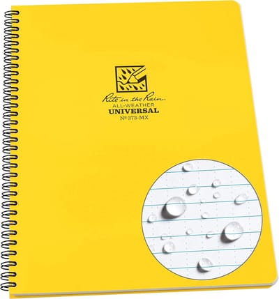 Waterproof Notitieboek - Schrijfvellen All Weather - Buitenactiviteiten Notities - Waterdicht Papier - 8.5 x 11 Inch - Geel