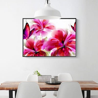 Diamant Mozaïek Bloem Volledige Diamant Borduurpakket Complete Kit Plant Home Decoratie Diamant Art 20X30CM pink