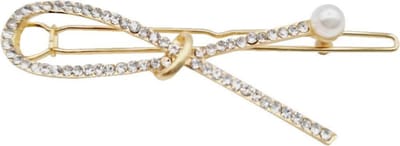 Haarsoires Haarspeld Haarclip 5cm - Strik - Strass Steentjes - Goud - Hair Clip - Decoratieve Haaraccessoire