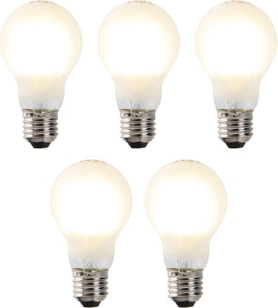 LUEDD Set van 5 E27 dimbare LED lampen A60 mat 7W 806 lm 2700K