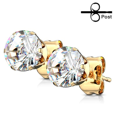 Oorbellen steen rond 0.8x6x3 - goud - LMPiercings