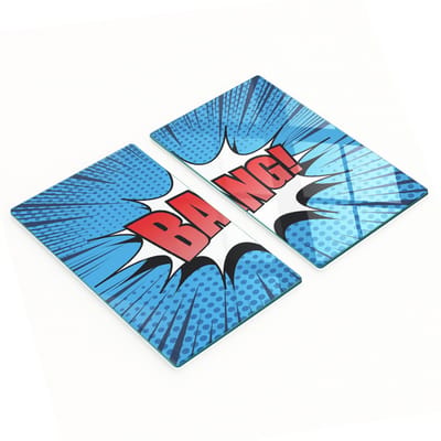 Decoratieve glazen snij- en serveerplanken Boom! Pop Art 2x30x52 cm