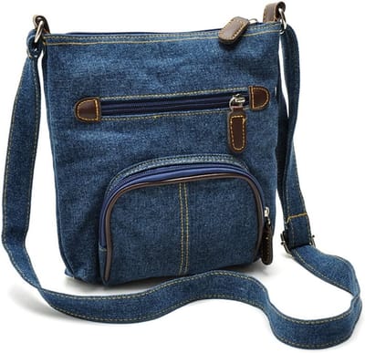 Dames Schoudertas met Meerdere Vakken - Compacte Organizer en Portemonnee in Blauw, One Size
