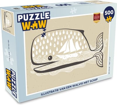 Puzzel Illustratie van een walvis met schip - Legpuzzel - Puzzel 500 stukjes