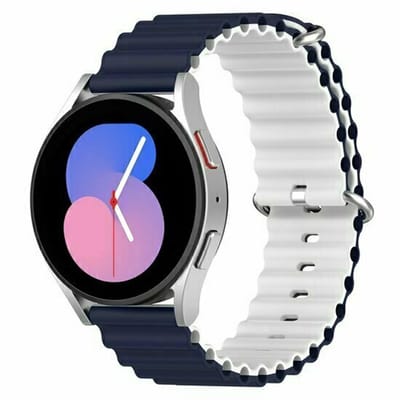 By Qubix - Ocean Style siliconen bandje - Donkerblauw / wit - geschikt voor Huawei Watch 5 - 46mm