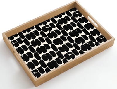 Dienblad hout 50x35 cm - Schootdienblad - Modern - Patroon - Zwart - Borrelplank rechthoek - Plateau dienbladen