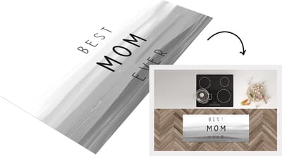 Keukenloper - Loper keuken - Best mom ever - Moederdag - Mama - Mam - Cadeau Moederdag - zwart wit - 120x50 cm - Keukenloper vinyl