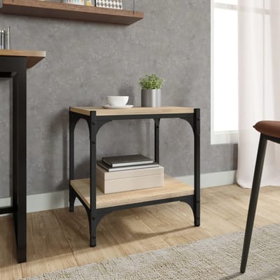 vidaXL - Tv-meubel - 40x33x41 - cm - bewerkt - hout - en - staal - sonoma - eikenkleurig