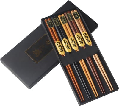 Stokjes set - Chopsticks - Eetstokjes - Houte - Japanse stijl - Chinese stijl - Sushi stokjes - Set van 5 paar - Aziatische stokjes - Jonyx