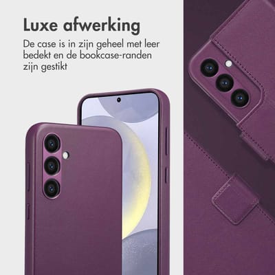 Accezz Hoesje - Geschikt voor Samsung Galaxy S24 Plus - Leather Bookcase 2-in-1 met Magnetische Ring - Heath Purple