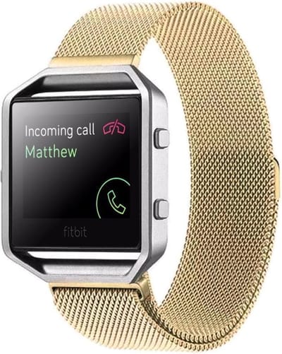 By Qubix - Compatible Fitbit bandje - Milanese - Geschikt voor fitbit Blaze horloge band alleen voor - Geschikt voor fitbit Blaze - Goudkleurig