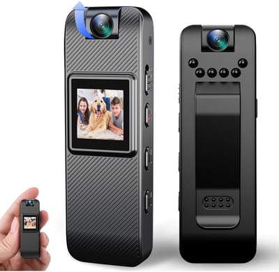 Deze minicamera met scherm kan worden gebruikt als opnameapparaat voor wetshandhaving, actiecamera, clipcamera of kleine, verborgen camera met ingebouwde batterij, en beschikt bovendien over nachtzicht.