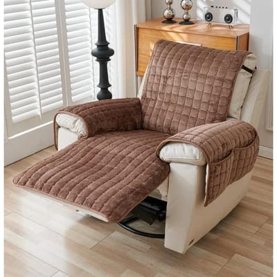1 Zits Geruit Verdikt Flanellen Fauteuil Bankhoes Antislip Fauteuilhoes Lazy Boy Stoelhoes Woonkamer Meubelbeschermer 1 Seat (53x190cm)S gray