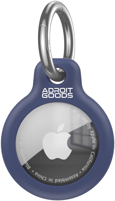 AdroitGoods Ronde TPU Beschermhoes – Geschikt voor Apple AirTag – Spatwaterbestendige Sleutelhanger Case - Blauw