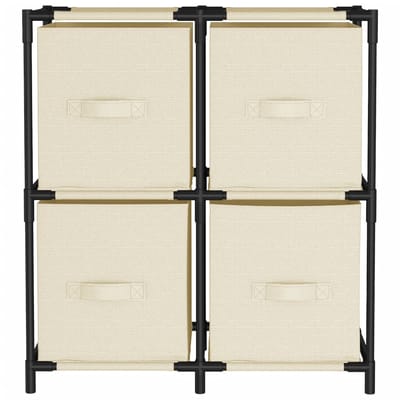 vidaXL - Opbergkast - met - 4 - stoffen - manden - 63x30x71 - cm - staal - crèmekleurig