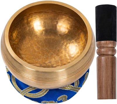 Tibetaanse Klankschaal, Handgemaakt, 10.5 cm, Inclusief Klem en Kussen, Ideaal voor Meditatie en Ontspanning