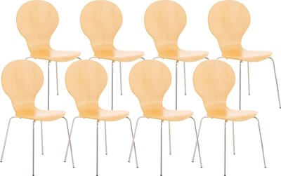 CLP Diego Set van 8 stapelstoelen Hout/natura