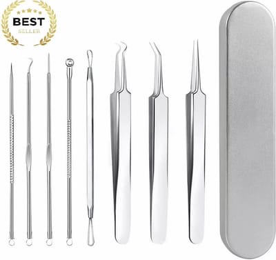 Professionele mee-eters verwijderen kit - Comedonenlepel Set - Blackhead remover - 8 luxe puisten lepels - Luxe opbergdoosje