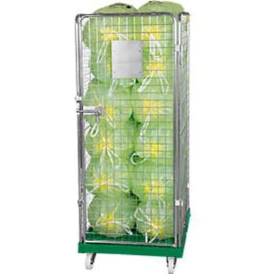Gaascontainer 4-zijdig, 1600 bruikbare hoogte op kunststof rolcontainer, groen RAL6024