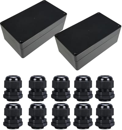 Elektronische Aansluitdoos voor Buiten - IP65 Waterdicht - Geschikt voor Elektronische Apparaten en Instrumenten - 2 Stuks - Zwart