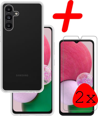 Hoesje Met 2x Screenprotector - Geschikt voor Samsung Galaxy A13 5G - Sterk & Shockproof - Back Cover - Siliconen Case - Telefoon Hoes - Transparant