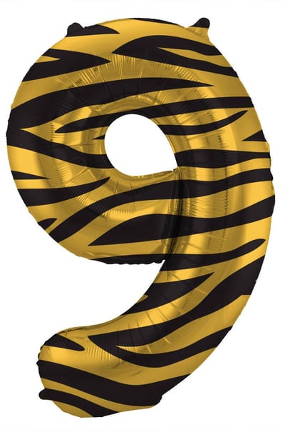 Folat - Folieballon Cijfer 9 Tiger Chic - 86 cm
