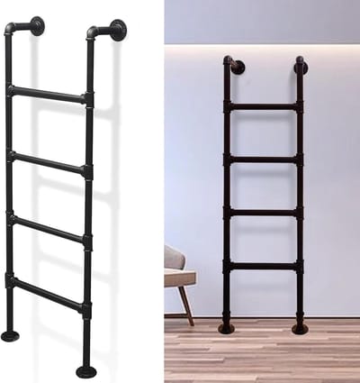 Zolder Ladder - Klimladder Vluchtladder - Stapelbed Klimmen - Ruimtebesparend Ontwerp - 200 cm - Zwart
