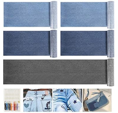 5 Rollen Denim Patches voor Jeans - Zelfklevende Katoenen Patches voor Reparatie en Decoratie
