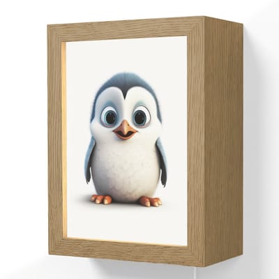 Wandlamp 15x20 cm - Oplaadbaar - Pinguïn - Dieren - Meisjes - Kind - Jongens - Wandlampen binnen woonkamer - Slaapkamer lamp met kabel - Decoratieve nachtlamp - Vloerlamp snoer