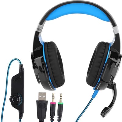 G9000 Gaming Headset Bedrade Verlichting Koptelefoon met Microfoon voor PC Computer GameZwart en blauw