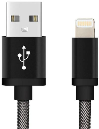 REEKIN [1x USB-A 2.0 stekker - 1x Apple dock-stekker Lightning] 1.00 m Zwart