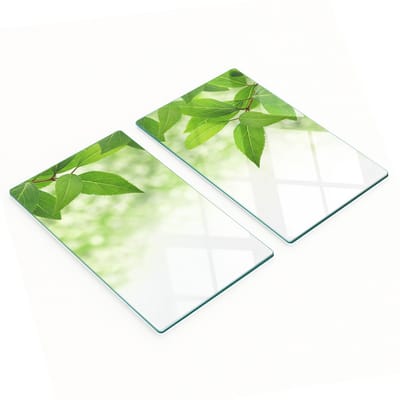 Decoratieve glazen snijplanken voor in de keuken met groene bladeren, 2x30x52 cm