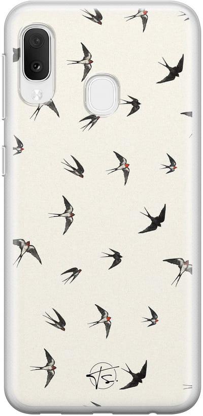 Hoesje geschikt voor Samsung Galaxy A20e - Vogels / Birds - Soft Case - TPU - Print - Beige - Mooie Telefoonhoesjes
