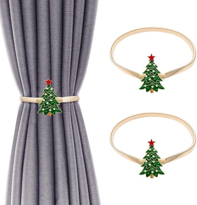 Dailygoods- Gordijnbanden 2 Stuks - Kerstboom Gordijnhouders - Veerbinden - Gordijnbinders - Decoratie - Geschikt voor Woonkamer/Slaapkamer
