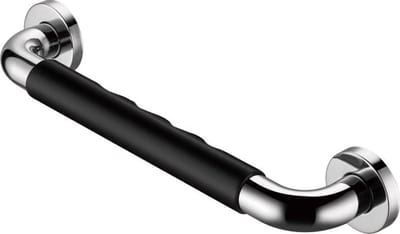 Veiligheidsgreep Badkamer - Steunbeugel Douche - Veilig Bewegen - Gegroefd Handvat - 33 cm - Zilver/zwart