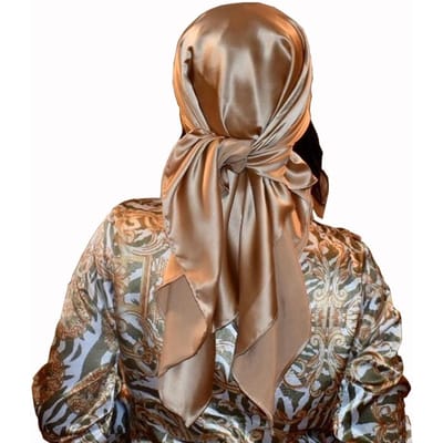 90*90cm Zijden Sjaals Dames Vierkante Satijnen Hijab Sjaal Effen Zakdoek Sjaals Sjaals Hoofddoek Vrouwelijke Hoofdband Islamitische Bandana One Size beige