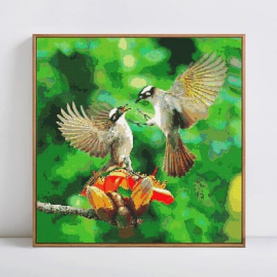 Peinture Diamant 5D Animal Oiseau Strass Rond Complet Image Broderie 30x30 green