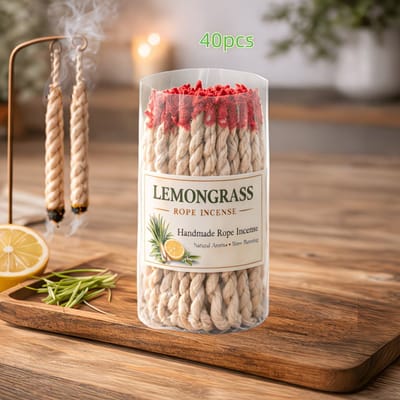 Citroengras Touwwierook – Traditionele Rope Incense voor Yoga, Meditatie en Ontspanning – Aromatische Huisgeur